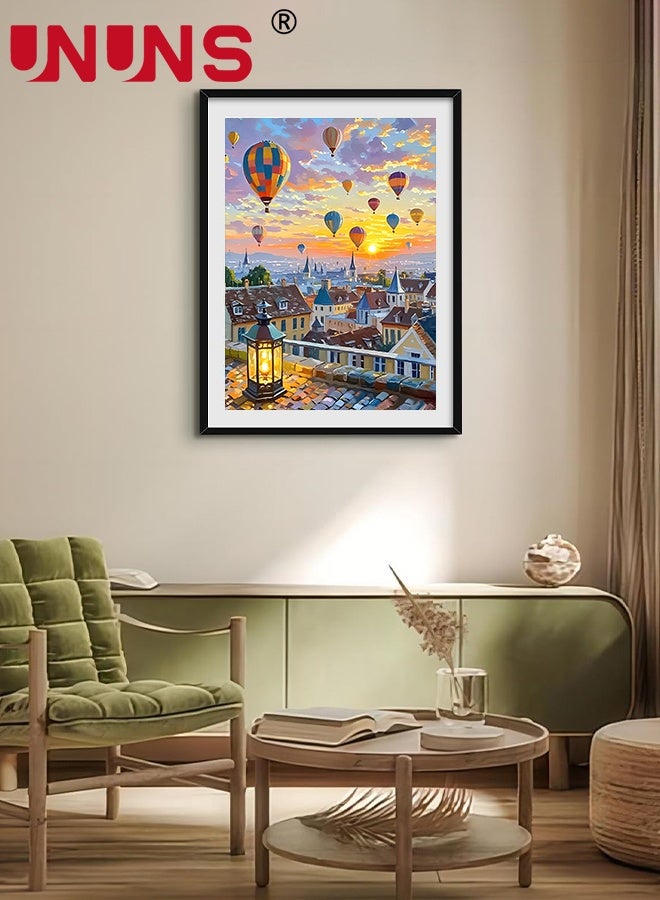 UNUNS DIY Paint by Numbers for Beginners,Hot-air Balloon Paint by Numbers With Framed,DIY Painting Acrylic Paint by Numbers Painting Kit Home Wall Living Room Bedroom Decoration,40x50CM - Image 5